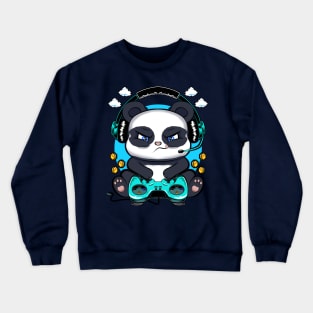 panda gamer, game addicts Crewneck Sweatshirt